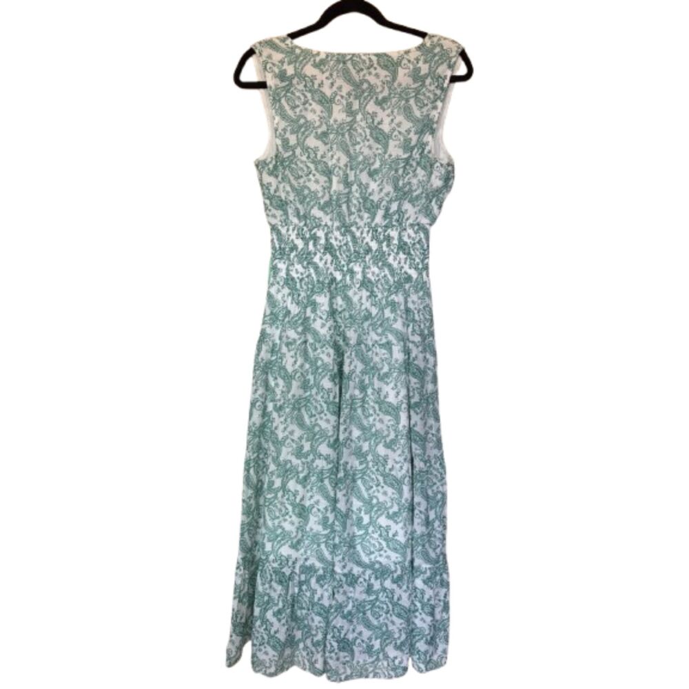 J Gee Sleeveless Maxi Sundress PM White Green Lace Trim NWT Petite Medium - Picture 4 of 8